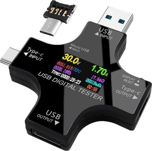 PM-26611 Usb Type-c Tester Voltmetre Ampermetre Akım Göstergesi Multimetre Test Cihazı Ölçer Otg Destekli