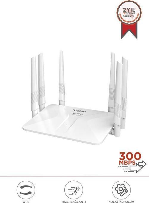 WR50Q Beyaz Kablosuz 300Mbps WiFi Router 6 Güçlü Anten Geniş Kapsama 2.4GHz 4 Portlu