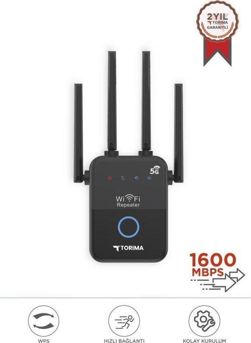 AC35Q Siyah Wi-Fi Router 1600Mbps Çift Bant 4 Anten