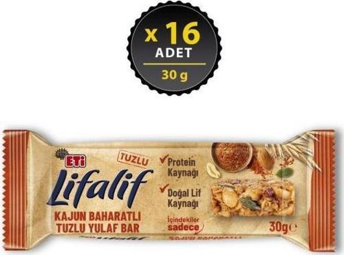 Lifalif Kajun Baharatlı Tuzlu Yulaf Bar 30 G X 16 Adet