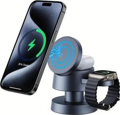 4in1 15w Hızlı Kablosuz Şarj Standı Iphone/Watch/Airpods Uyumlu Gece Lambalı Wireless Şarz Standı