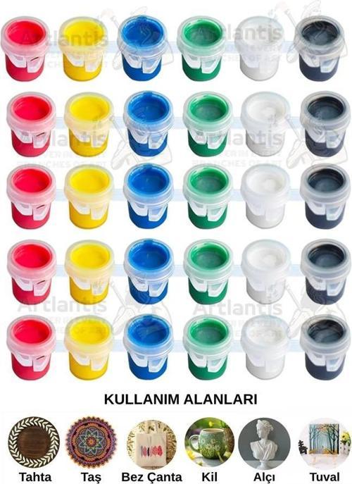 Akrilik Boya 3 ml 6 Renk 5 Paket Mini Küçük Akrilik Boya Taş Ahşap Seramik Tuval Alçı Tuval Etkinlik Boyama Sanatsal