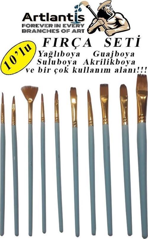 Fırça Seti 10 Lu Resim Fırçası 1 Paket Suluboya Akrilik Boya Guaj Boya Yağlı Boya Fırca Seti Kesik Yelpaze