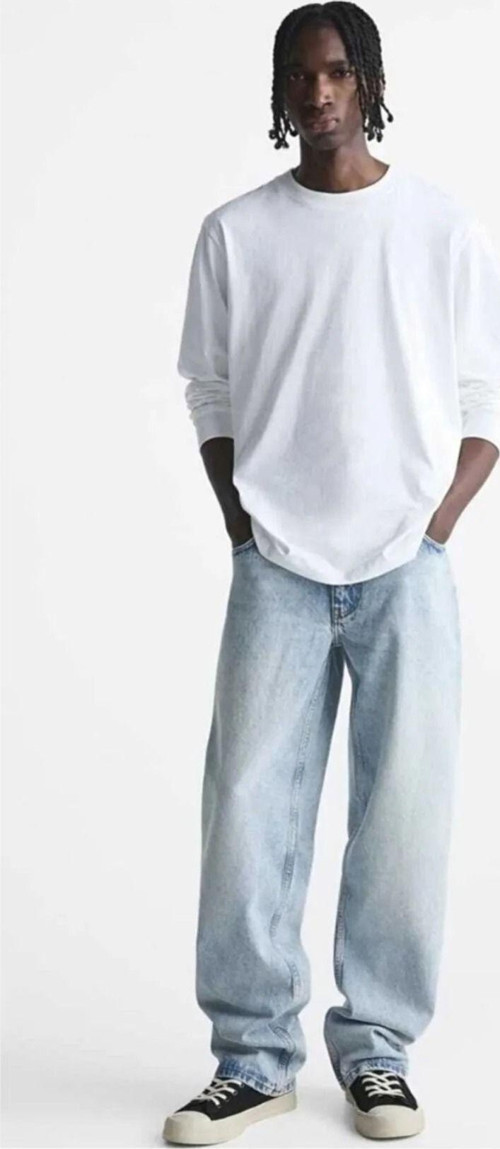 Buz Mavi Erkek Baggy Jeans