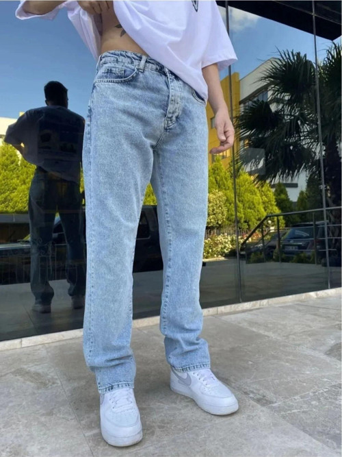Buz Mavi Erkek Baggy Jeans