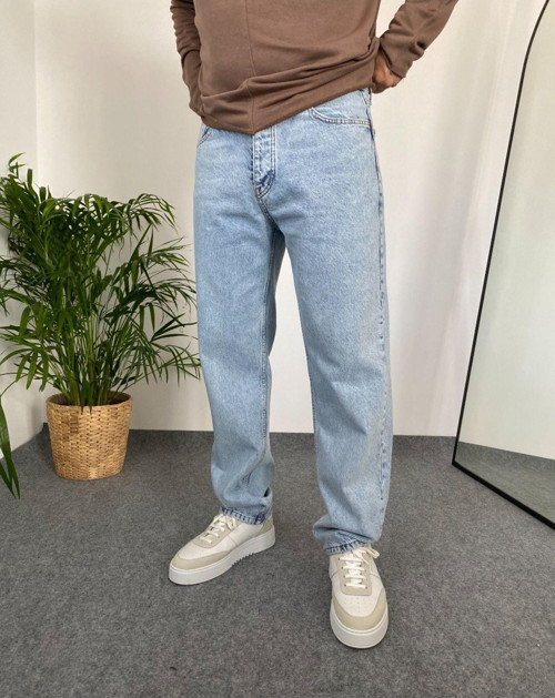 KOPYA - Erkek Baggy Butter Fly Jeans Salaş Kemer Arkası Lastikli Kot Pantolon
