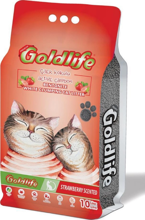 Aktif Karbonlu Çilek Kokulu Topaklanan Bentonit İnce Taneli Kedi Kumu 10 Lt