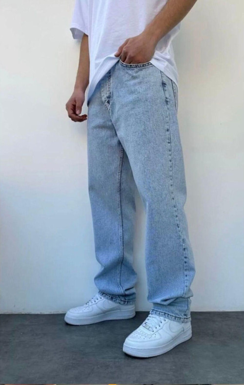 Buz Mavi Erkek Baggy Pantolon