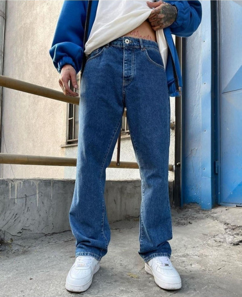 Erkek Baggy Butter Fly Jeans Kemer Arkası Lastikli Salaş Kot Pantolon