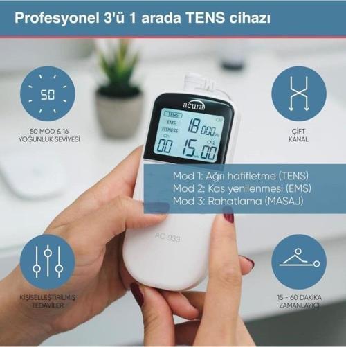 AC-933 Çift Kanallı 50 Programlı Profesyonel Tens Cihazı