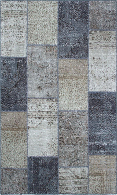 Geneleksel El Dokuma Gri Tonleri Patchwork Halı