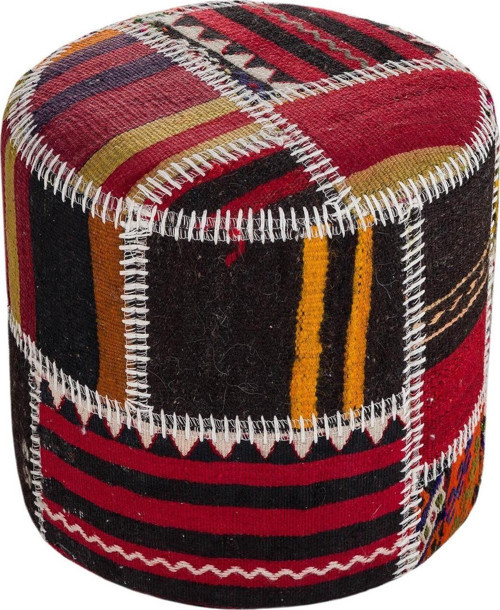 Doğal Keçi Kılı Kilim El Dokuma Yuvarlak Puf
