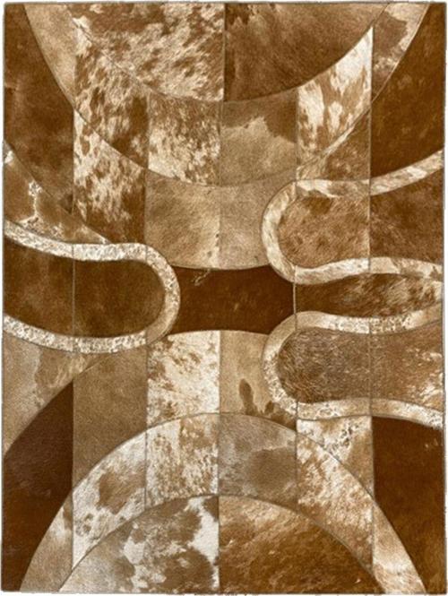 Kahverengi Renk Patchwork Deri Halı