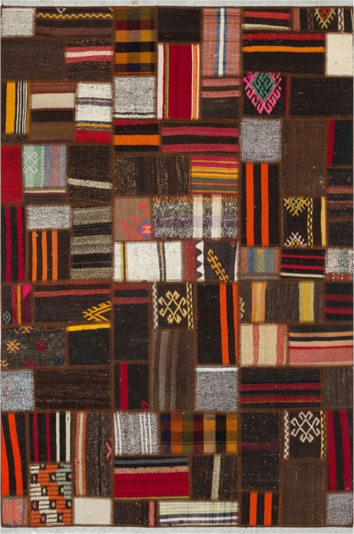 Kahve Multı Rengi Anadolu El Dokuma Kilim-120X180