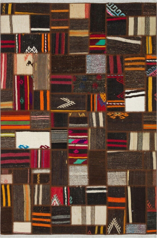Kahverengi Beyaz Rengi Anadolu El Dokuma Kilim 120X180