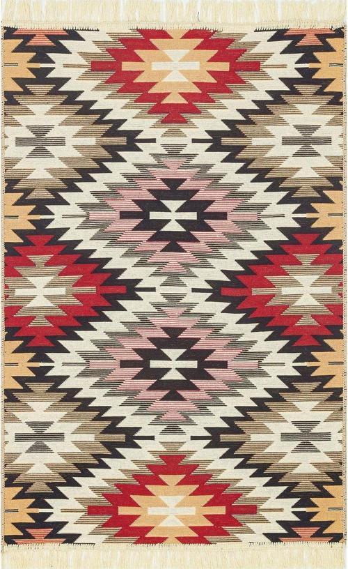 Arya Renkli Yıkanabilir Çift Taraflı Modern Desenli Dokuma Kilim
