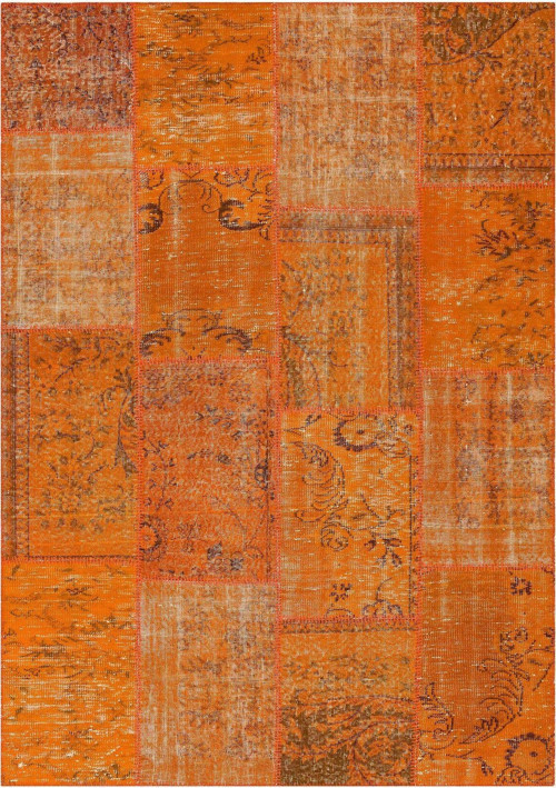 Geneleksel El Dokuma Turuncu Rengi Patchwork Halı