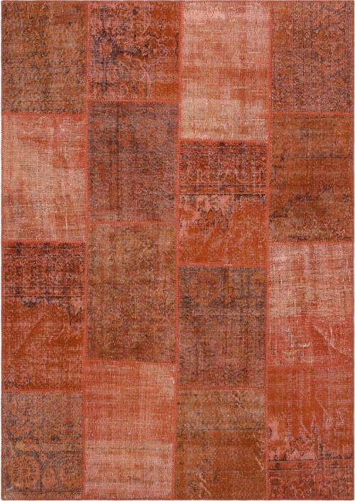 Geneleksel El Dokuma Kiremit Rengi Patchwork Halı