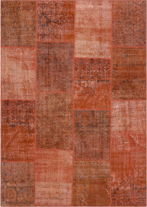 Geneleksel El Dokuma Kiremit Rengi Patchwork Halı