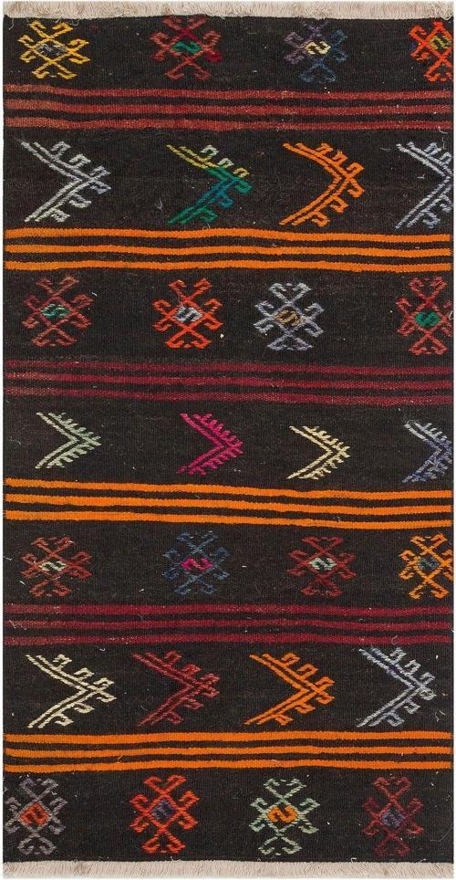 Geneleksel El Dokuma Renkli Akrep Motifi Keçi Yün Kilim