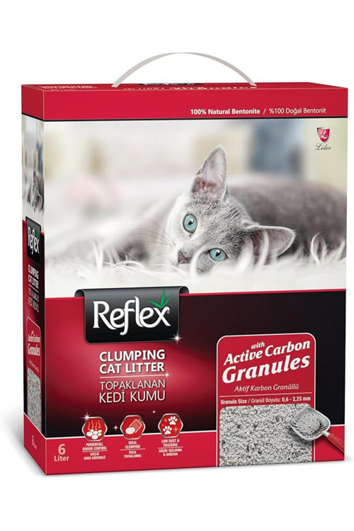 Granül Aktif Karbonlu Süper Hızlı Topaklanan Kedi Kumu 6lt KIRMIZI