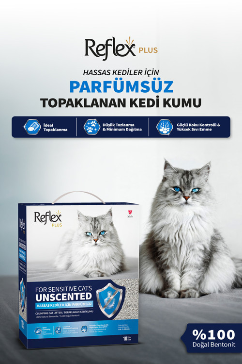 Plus Hassas Kediler İçin Parfümsüz Topaklanan Kedi Kumu 10L