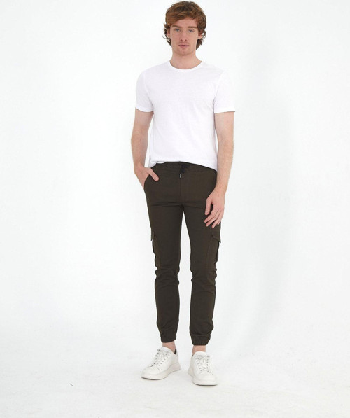 Erkek Slim Fit Beli Ve Paçası Lastikli Kargo Cep Pantolon 2