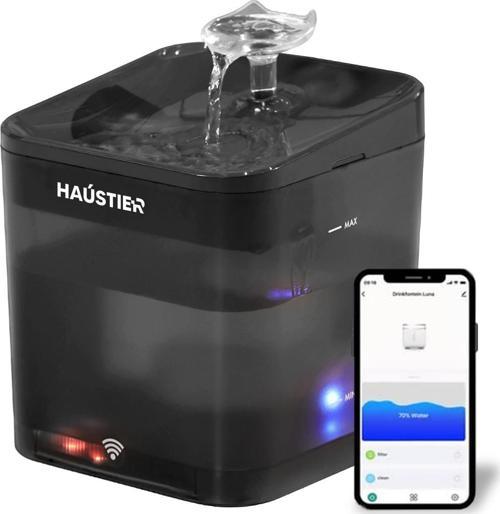 WF004 Akıllı Kedi Köpek Su Sebili Su Pınarı, Uv Filtrelemeli - Smart Wifi App, Ultra Sessiz, Siyah