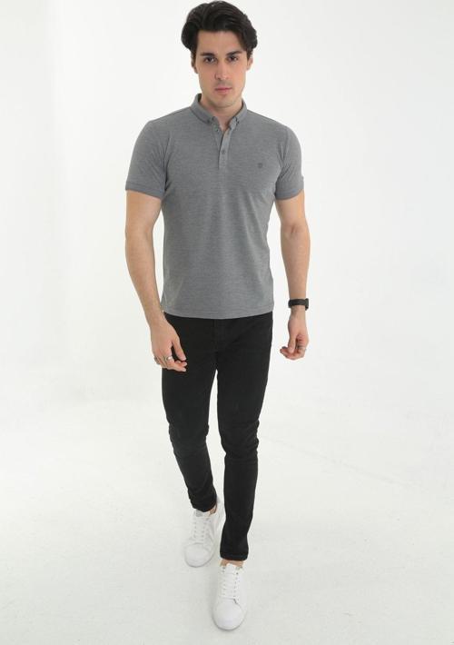 Erkek Düz Renk Genç Spor Polo Yaka Kısa Kol Tişört