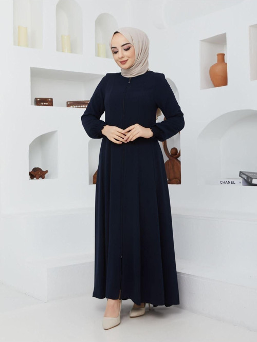 Yazlık Mevlana Model Belden Oturtmalı Kolu Lastikli Kloş Fereca Pardesü