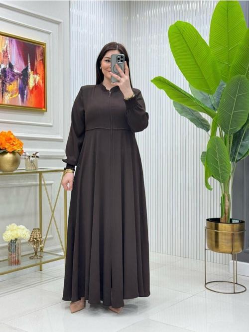 - Kadın Yazlık Mevlana Model Beli Nakışlı Kloş Medine Ipeği Ferace/Pardesü
