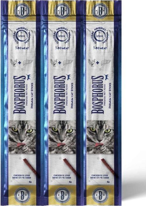Tavuk Etli ve Ciğerli Kedi Ödül Stick 3x5 Gr