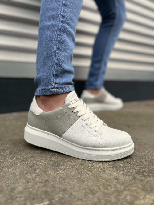 Jy151 Boost Bağcıklı Cilt Süet Erkek Günlük Sneaker Ayakkabı Csbt - Beyaz/Gri