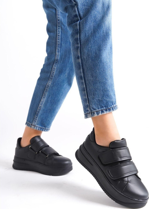 Valencıa Bağcıksız Cırt Cırtlı Ortopedik Taban Kadın Sneaker Spor Ayakkabı Cst - Siyah