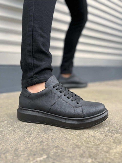 Jy151 Boost Bağcıklı Cilt Erkek Günlük Sneaker Ayakkabı Cst - Siyah