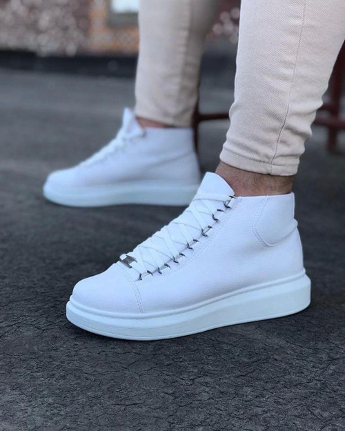 Wagoon Wg032 Beyaz Bağcıklı Sneakers Yarım Bilek Bot