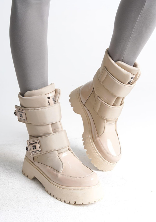 Elısa Cırt Cırtlı Paraşüt Kumaş Rugan Kadın Bot Rkt - Krem