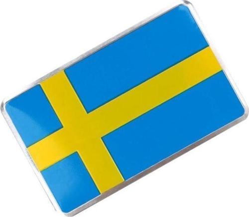 Isveç Bayrağı Tasarımlı Alüminyum Sticker Etiket