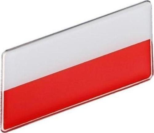Polonya Bayrağı Tasarımlı Damlalı Alüminyum Sticker Etiket