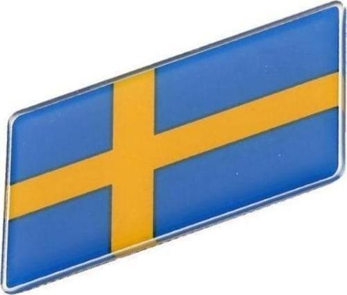 Isveç Bayrağı Tasarımlı Damlalı Alüminyum Sticker Etiket