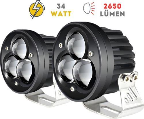Triplebird 34W Çift Renkli Motosiklet Led Sis Farı