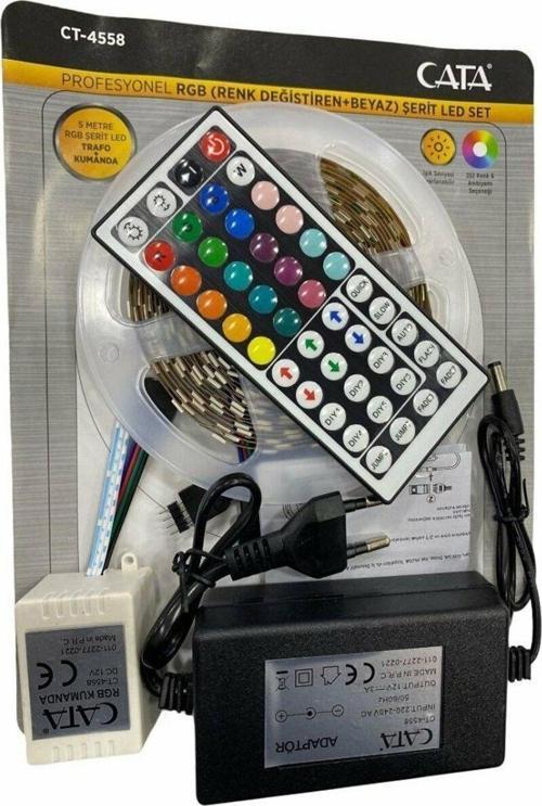 Rgb Şerit Led Seti 15 Renk (5 MT RGB ŞERİT TRAFO RGB KUMANDA)