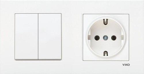 Torunoğlu Elektrıik Viko Karre Beyaz 2'li Set Komütatör Ve Topraklı Priz Set(İKİLİ ÇERÇEVE DAHİL)