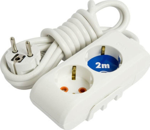 Multi-let Ikili Priz Topraklı Kablolu 2 Metre Beyaz