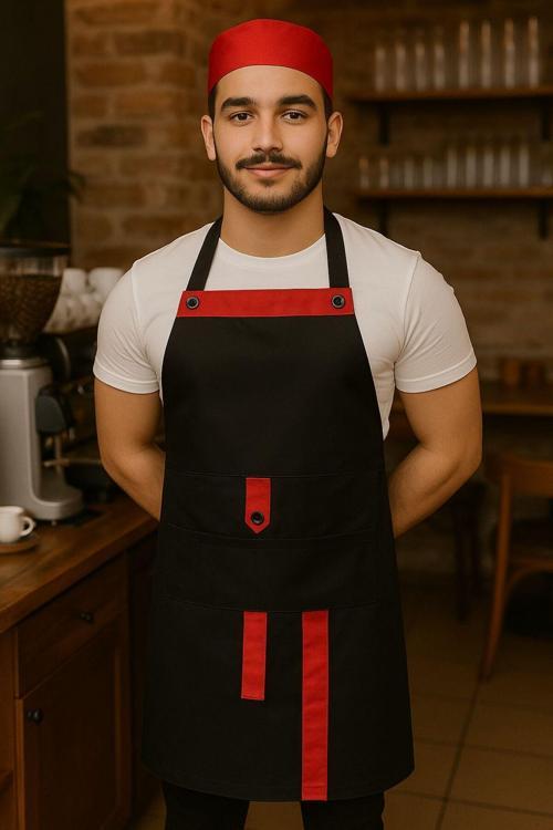 Boydan Askılı Cepli Servis Önlüğü 5 Adet