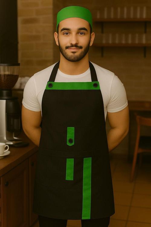 Boydan Askılı Cepli Servis Önlüğü