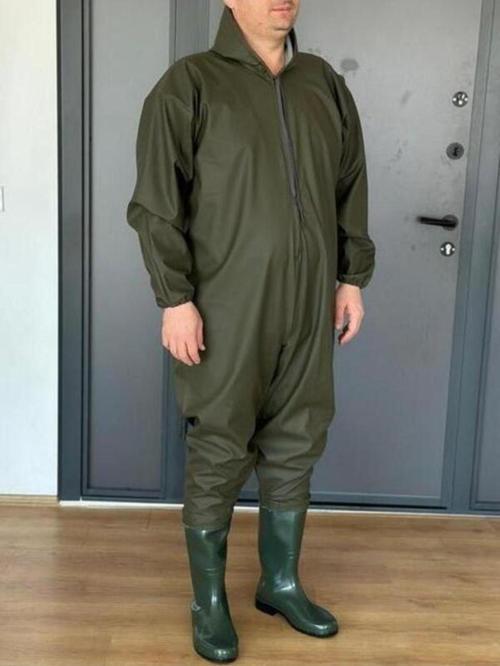Pvc Su Geçirmez Kapuşonlu, Çizmeli Boy Tulum