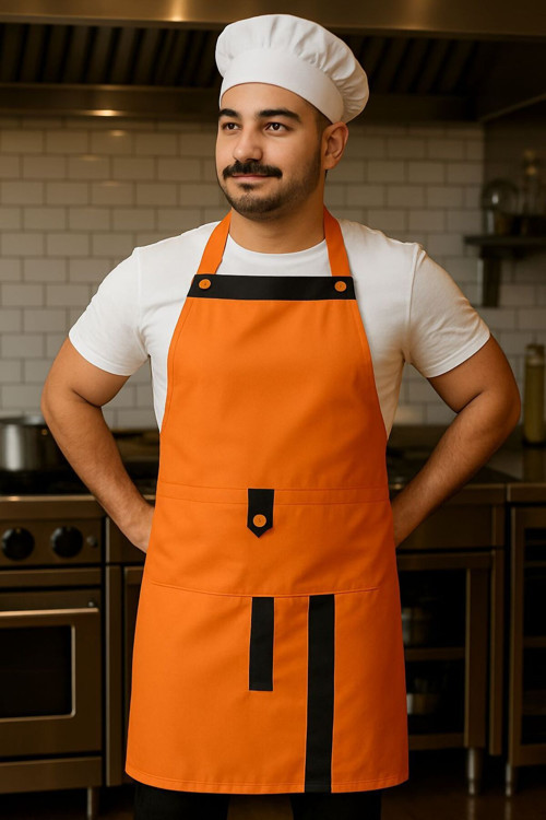 Boydan Askılı Cepli Servis Önlüğü