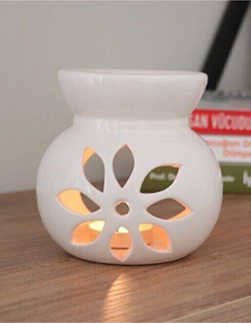 Lotus Buhurdanlık Beyaz Oda Kokusu Buhur Seramik Buhurdanlık Mumluk
