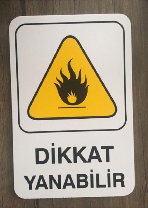 Pvc Iş Güvenliği Ve Uyarı Levhası (Dikkat Yanabilir 16 X 24 Cm)